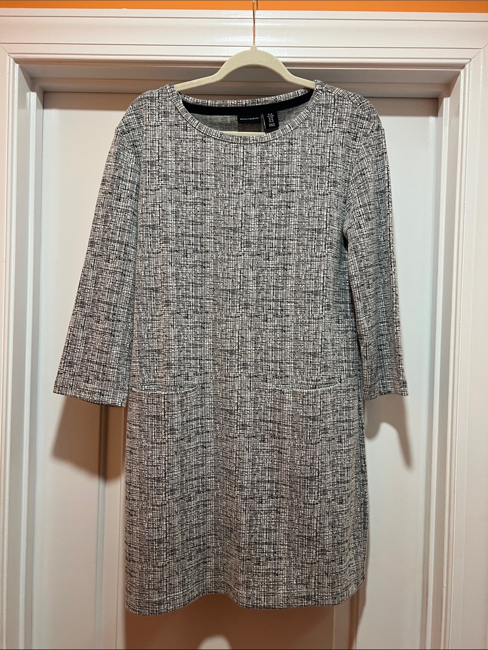 mercer & madison Black and White Textured Shift Dress